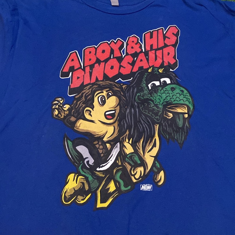 AEW Jungle Boy & Luchasaurus Jurrasic Express A Boy & His Dinosaur Tee XL